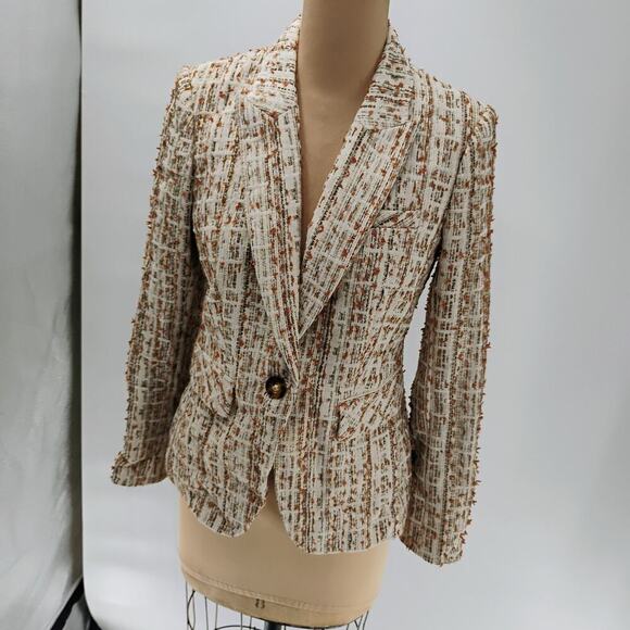 Veronica Beard Cutaway Dickey Tweed Blazer Jacket - Ivory - Size 4 - Picture 7 of 13
